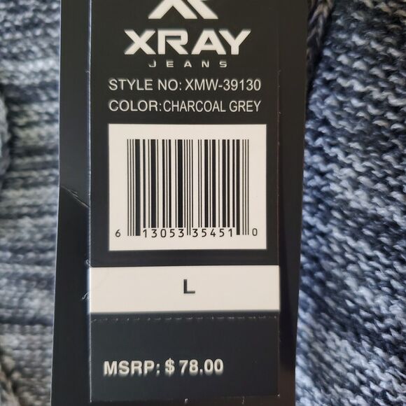 XRAY Jeans Mens L Cardigan Sweater Charcoal Gray Button Front Grandpa Preppy - Picture 2 of 13